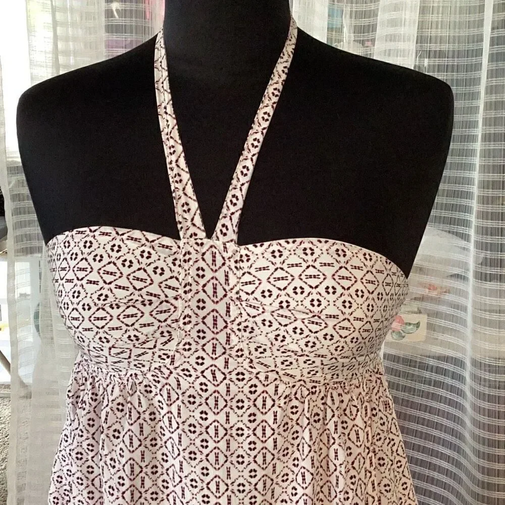 Madewell Silk Convertible Halter Dress Echo Grid Women’s Sz 0